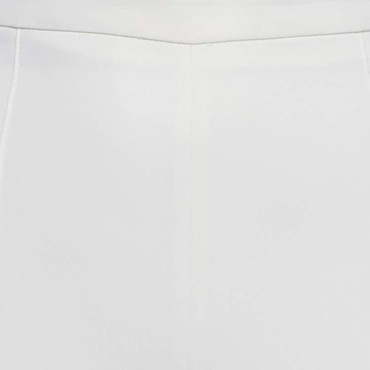 Pre Owned Elisabetta Franchi Off-White Crepe Flared Formal Trouser M