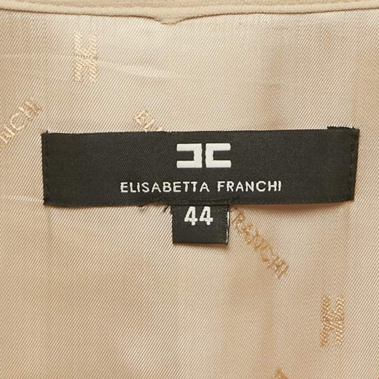 مملوكة مسبقًا Elisabetta Franchi Beige Ruffled Mini Coat Dress M
