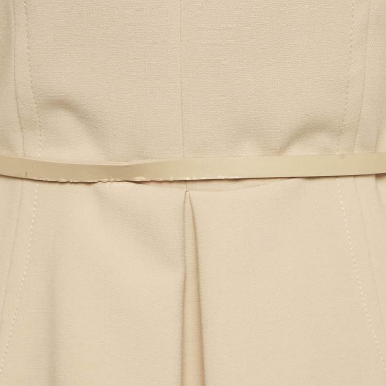 مملوكة مسبقًا Elisabetta Franchi Beige Ruffled Mini Coat Dress M