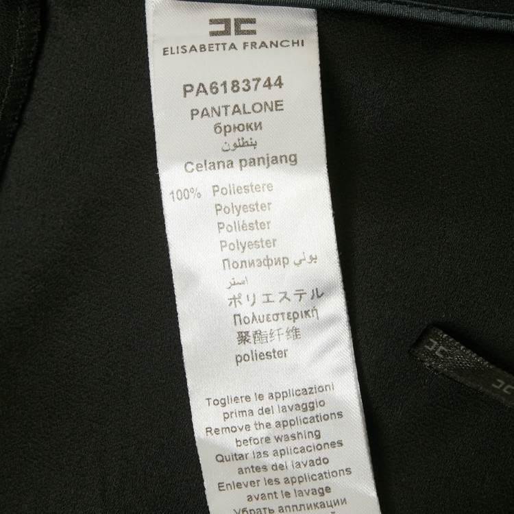 Pre Owned Elisabetta Franchi Black/White Printed Crepe Formal Trousers M