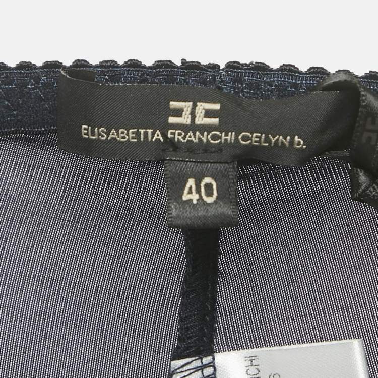 Pre Owned Elisabetta Franchi Navy Blue Jersey Studded Hem Leggings M 