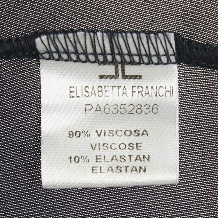 Pre Owned Elisabetta Franchi Navy Blue Jersey Studded Hem Leggings M 