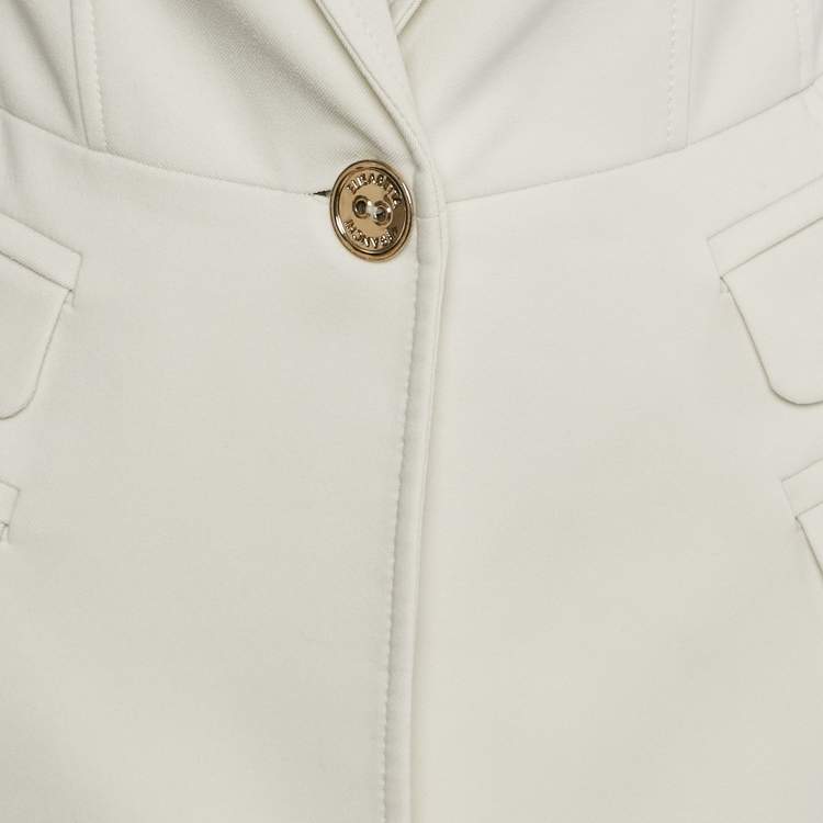 Pre Owned Elisabetta Franchi White Crepe Tailored Blazer S