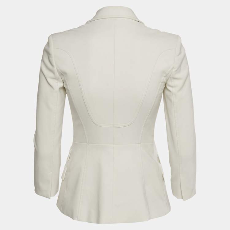 Pre Owned Elisabetta Franchi White Crepe Tailored Blazer S