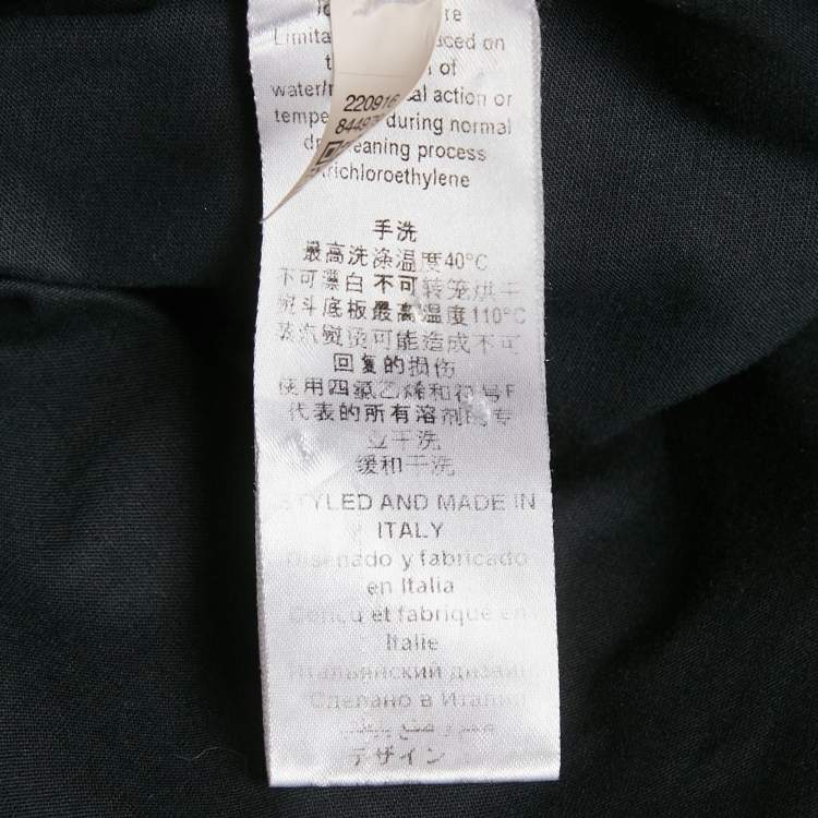 Pre Owned Elisabetta Franchi Black Cotton Buckle Detail Wrap Around Top M