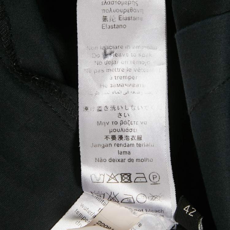 Pre Owned Elisabetta Franchi Black Cotton Buckle Detail Wrap Around Top M