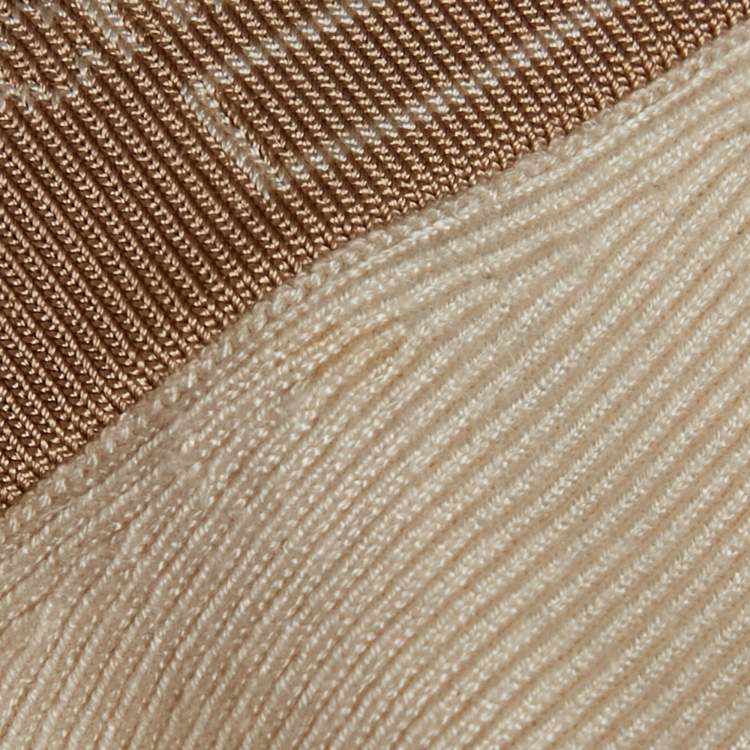 Pre Owned Elisabetta Franchi Light Beige Knit Logo Detail Button Front Cardigan Dress M