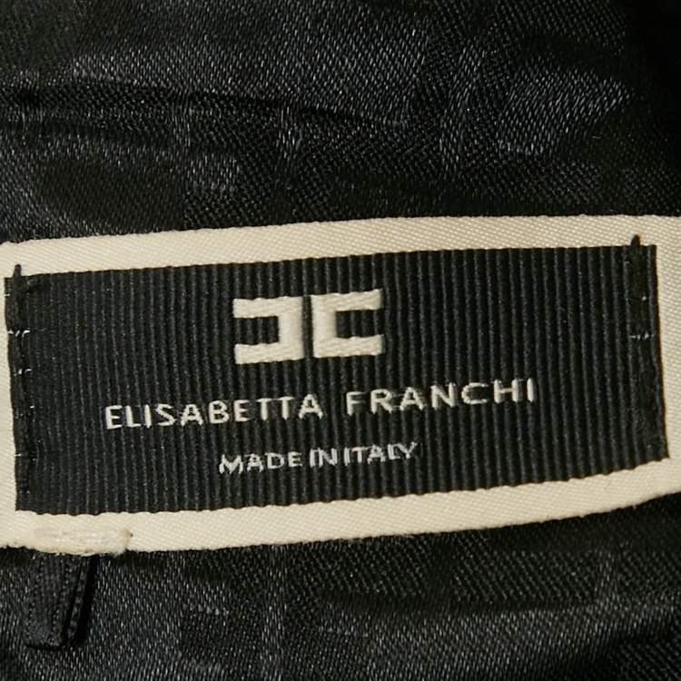 Pre Owned Elisabetta Franchi Black Crepe & Mesh Detailed Strappy Bustier Top S