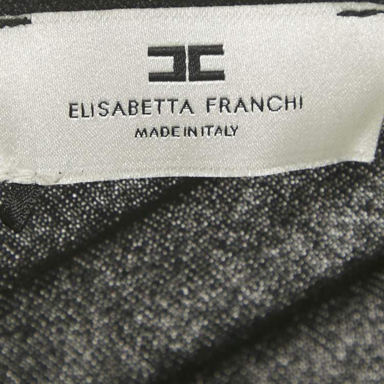 Pre Owned Elisabetta Franchi Black Lurex -Jersey One Shoulder Pleated Maxi Dress M 