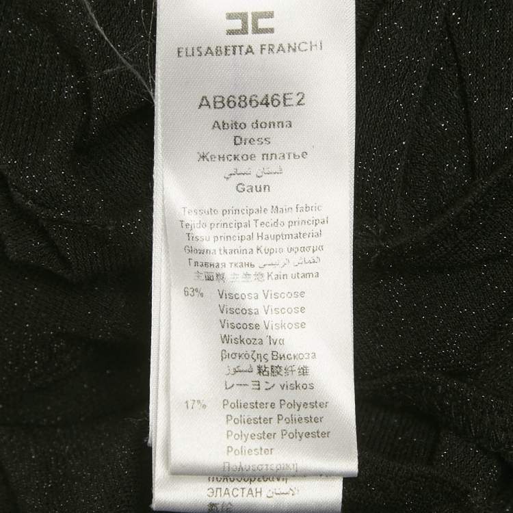 Pre Owned Elisabetta Franchi Black Lurex -Jersey One Shoulder Pleated Maxi Dress M 