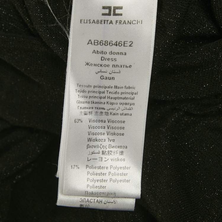 Pre Owned Elisabetta Franchi Black Lurex -Jersey One Shoulder Pleated Maxi Dress M 
