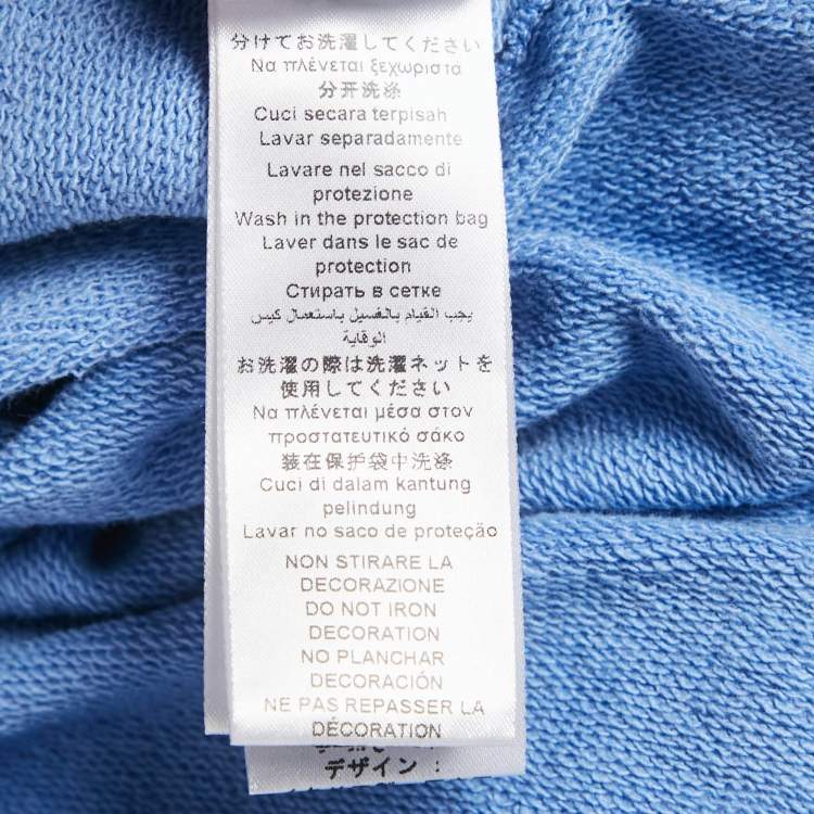 Pre Owned Elisabetta Franchi Blue Logo Embossed Cotton Blend Mini Dress L