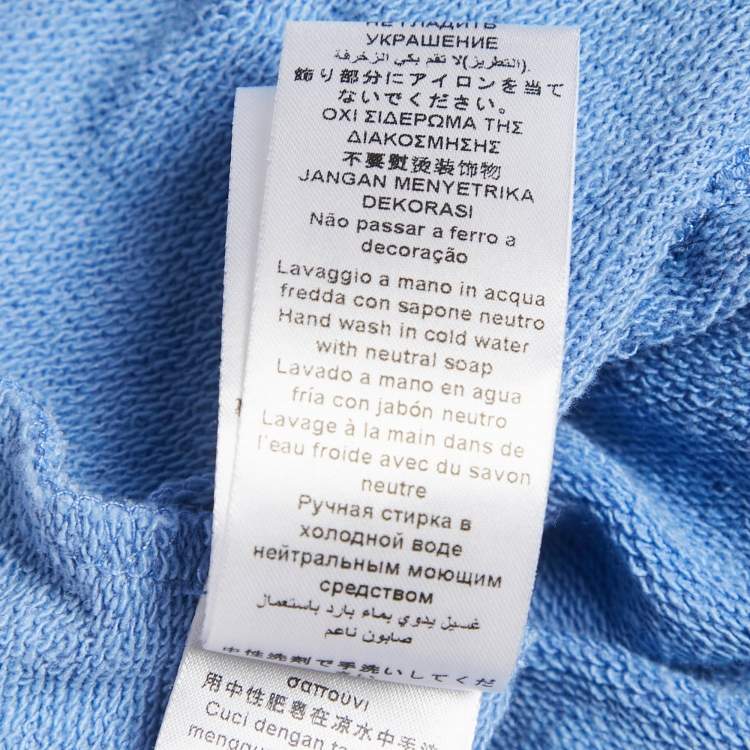 Pre Owned Elisabetta Franchi Blue Logo Embossed Cotton Blend Mini Dress L