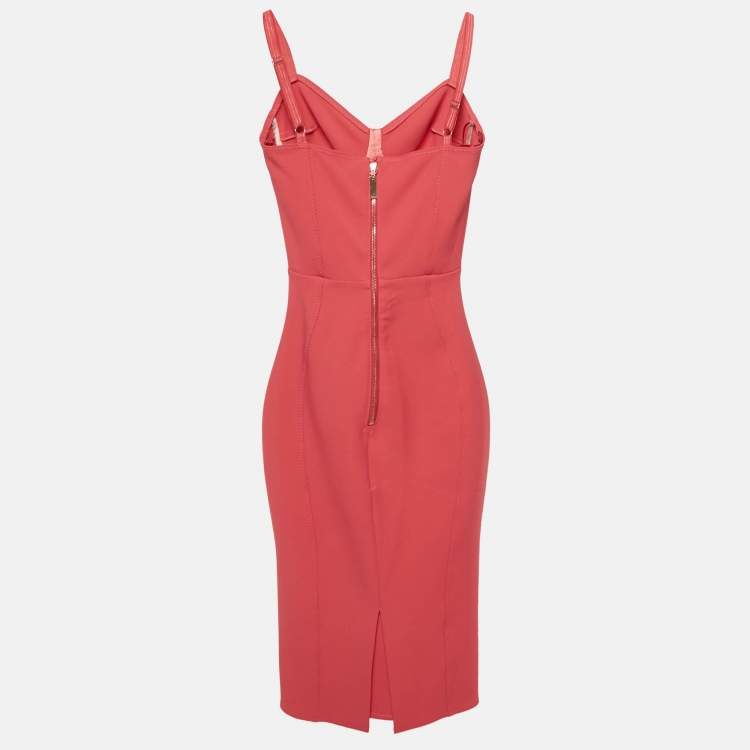 Pre Owned Elisabetta Franchi Fuchsia Pink Crepe Sleeveless Knee-Length Dress S