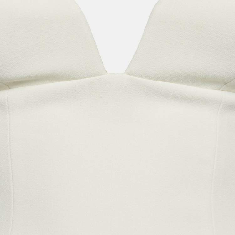 Pre Owned Elisabetta Franchi Cream Crepe Sweet Heart Neck Bustier Crop Top S 