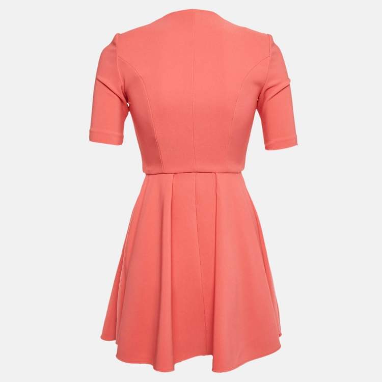 Pre Owned Elisabetta Franchi Coral Crepe Doubled Breasted Mini Dress S