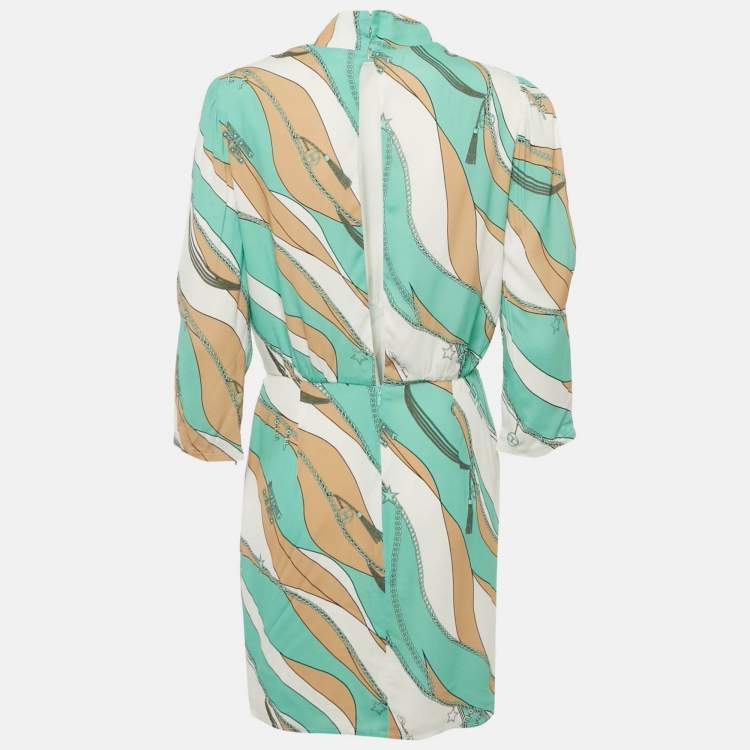 Pre Owned Elisabetta Franchi Multicolor Printed Crepe Mini Dress M