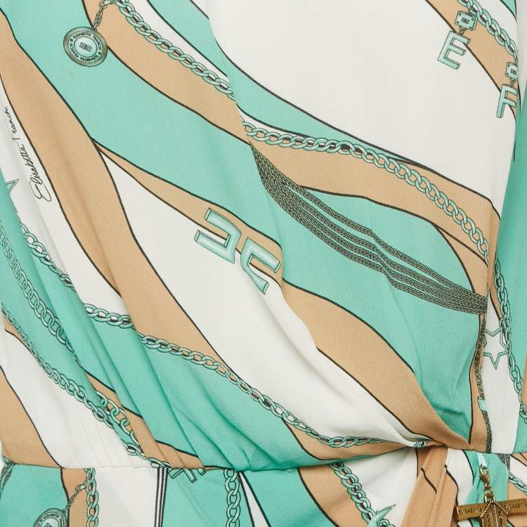 Pre Owned Elisabetta Franchi Multicolor Printed Crepe Mini Dress M