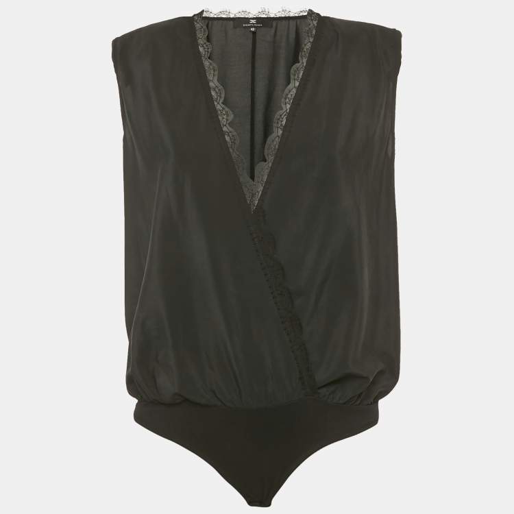 Pre Owned Elisabetta Franchi Silk Sleeveless Bodysuit M