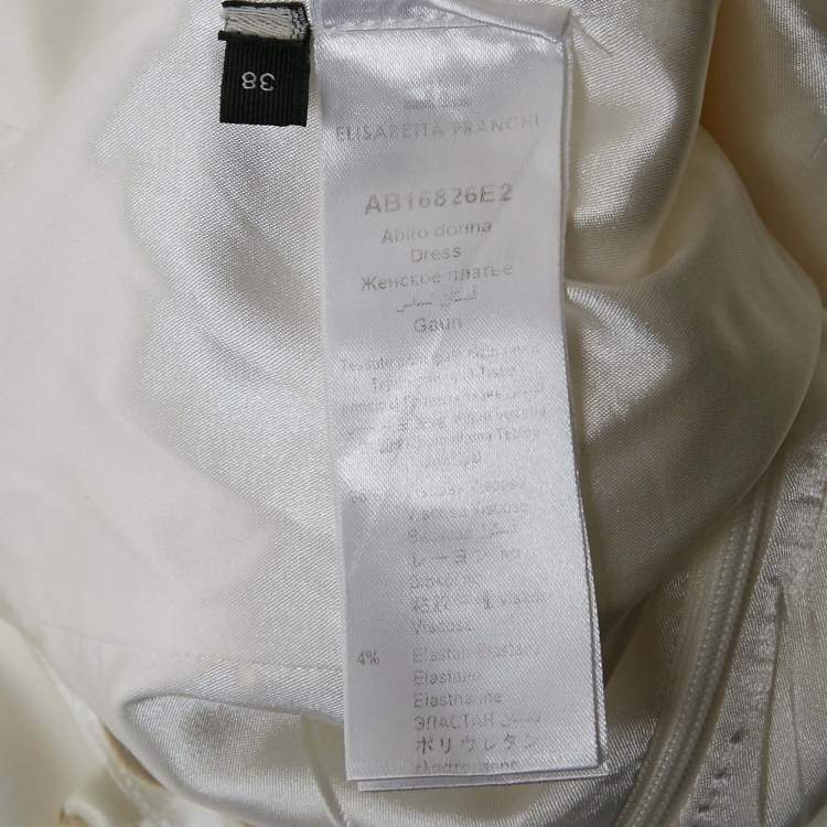 Pre Owned Elisabetta Franchi White Crepe Flared Short Dress S