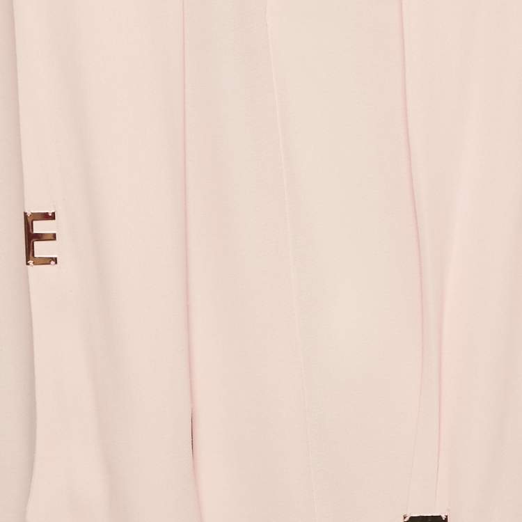 Pre Owned Elisabetta Franchi Light Pink Georgette Scarf Detail Blouse M