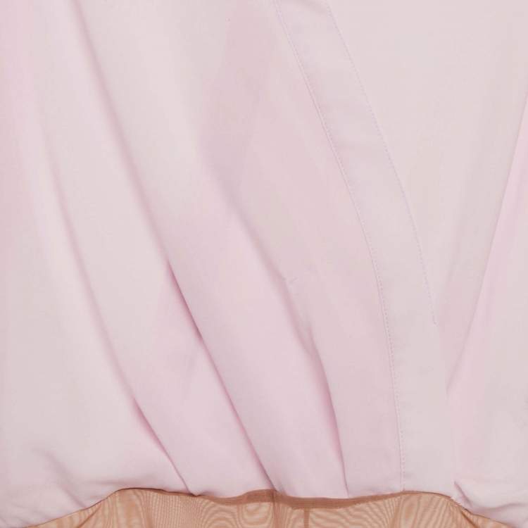 Pre Owned Elisabetta Franchi Pink Crepe Sheer Bodysuit M 