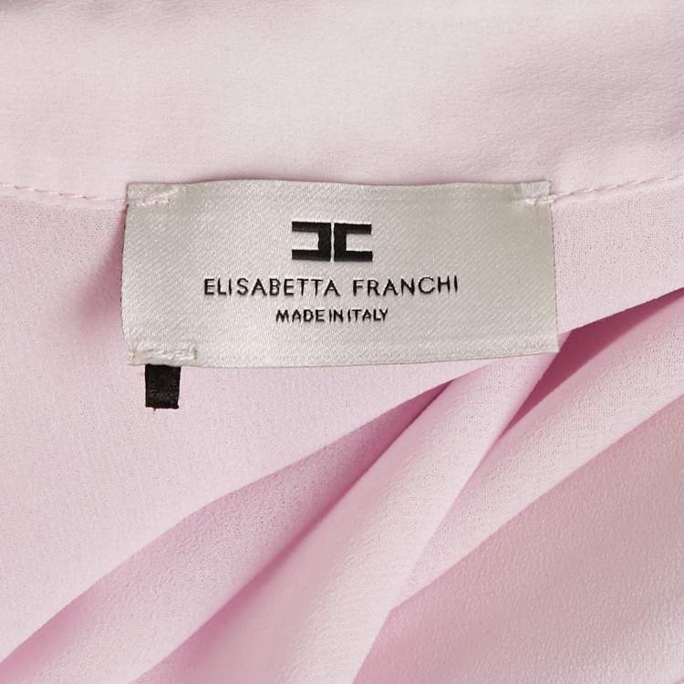 Pre Owned Elisabetta Franchi Pink Crepe Sheer Bodysuit M 