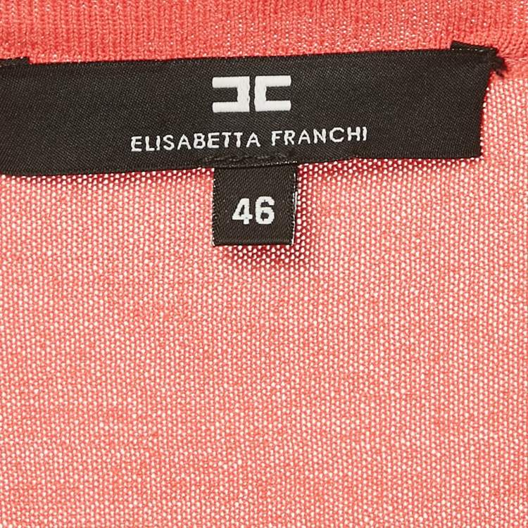 Pre Owned Elisabetta Franchi Pink Knit Cardigan L
