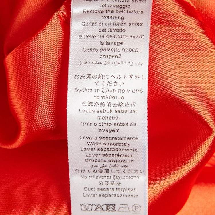 Pre Owned Elisabetta Franchi White /Orange Detachable Mini Plisses Drape Dress L 