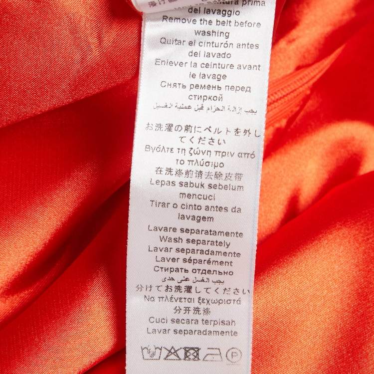 Pre Owned Elisabetta Franchi White /Orange Detachable Mini Plisses Drape Dress L 