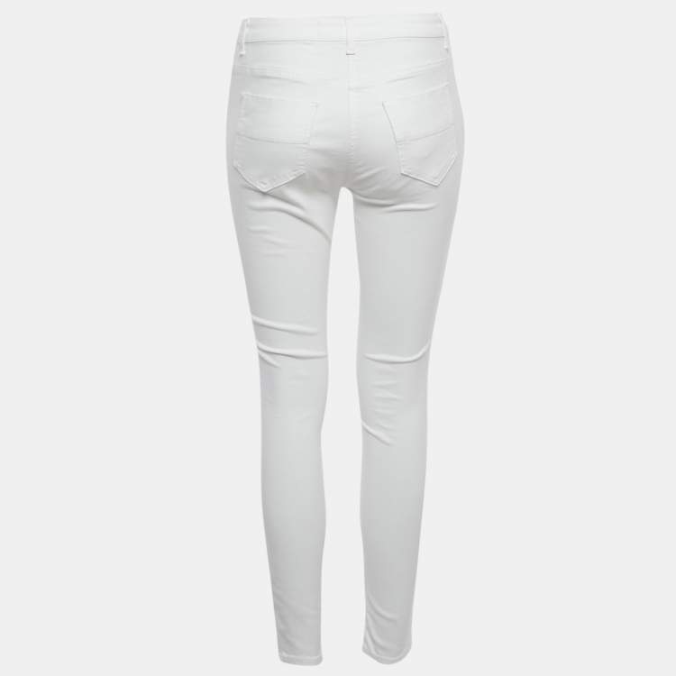Pre Owned Elisabetta Franchi White High Waist Denim Skinny Fit Jeans M Waist 27"