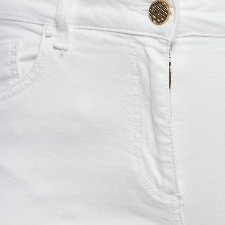 Pre Owned Elisabetta Franchi White High Waist Denim Skinny Fit Jeans M Waist 27"