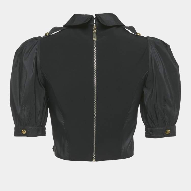 Pre Owned Elisabetta Franchi Black Polyester Bustier Crop Top M