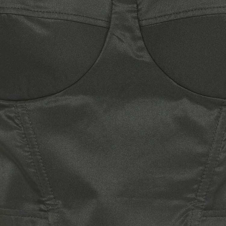 Pre Owned Elisabetta Franchi Black Polyester Bustier Crop Top M