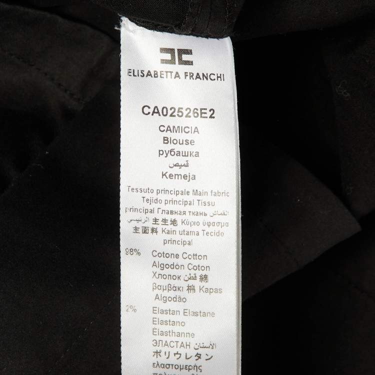 Pre Owned Elisabetta Franchi Black Cotton Knit Chain Detail Crop Jacket M