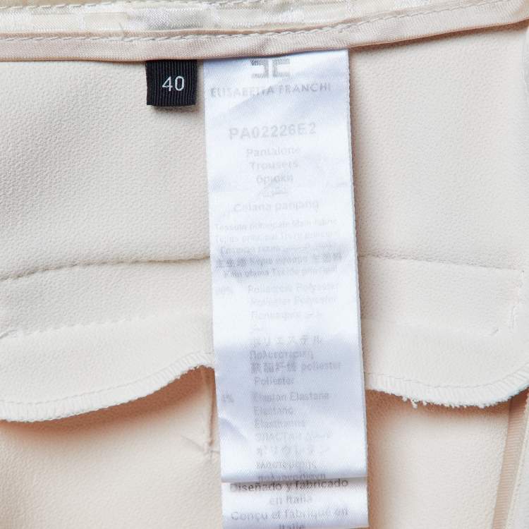 Pre Owned Elisabetta Franchi Cream Crepe Tailored Trousers S