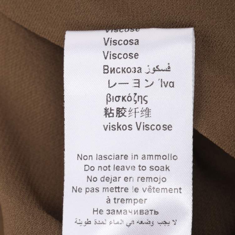 Pre Owned Elisabetta Franchi Khaki Crepe Camicia Blouse L