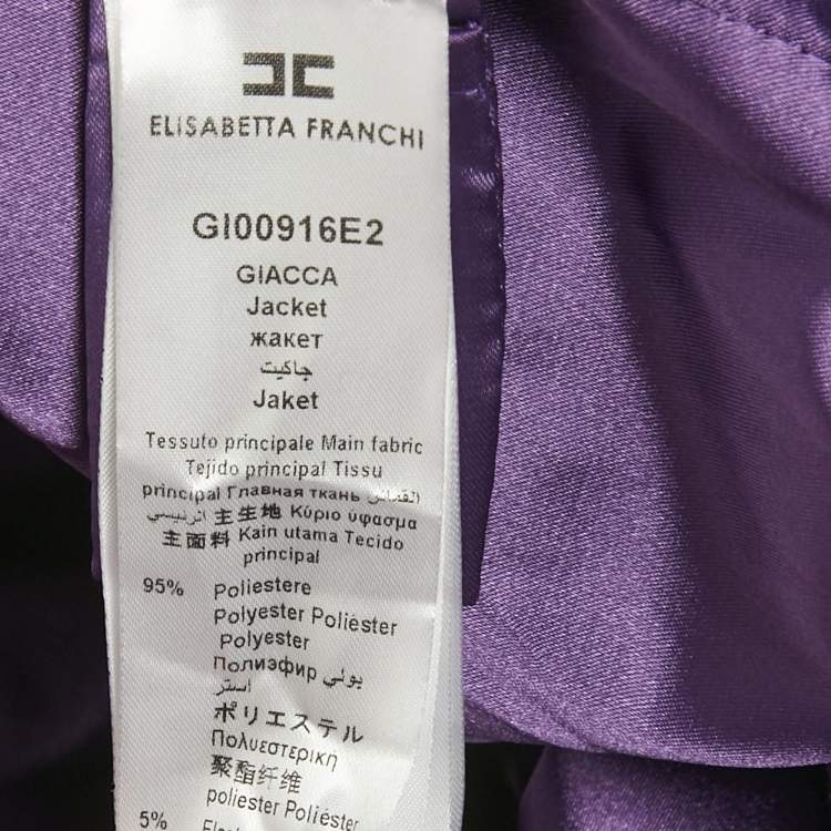 Pre Owned Elisabetta Franchi Purple Crepe Belted Jacket L