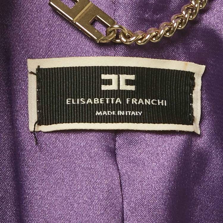 Pre Owned Elisabetta Franchi Purple Crepe Belted Jacket L