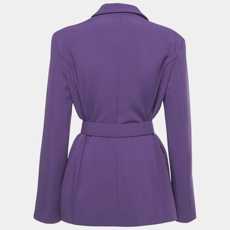 Pre Owned Elisabetta Franchi Purple Crepe Belted Jacket L