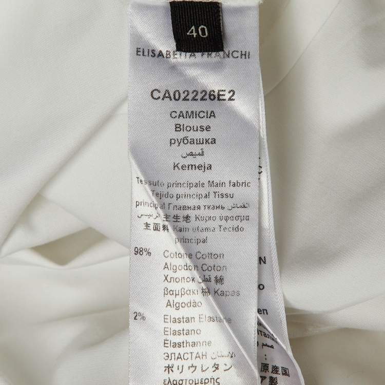 Pre Owned Elisabetta Franchi White Cotton Wrap Around Top S 