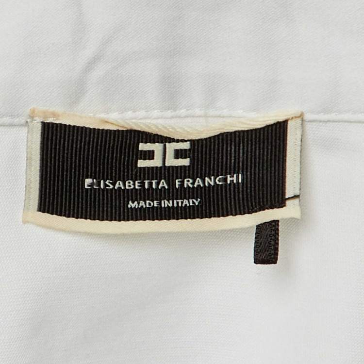 Pre Owned Elisabetta Franchi White Cotton Wrap Around Top S 