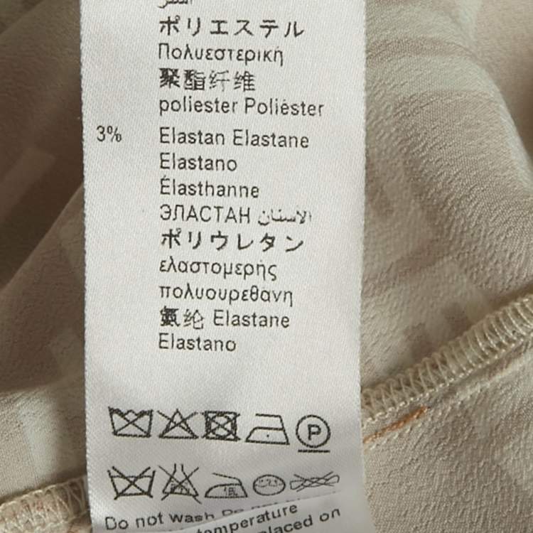 Pre Owned Elisabetta Franchi Beige / Brown Monogram Print Crepe Blouse M