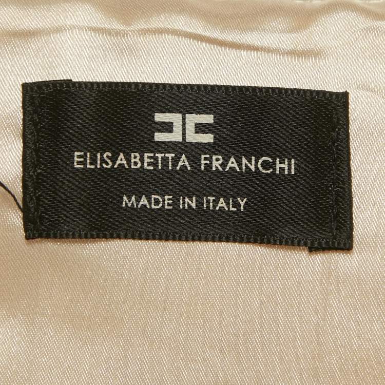 Pre Owned Elisabetta Franchi Beige Leopard Print Satin High-Low Mini Dress M