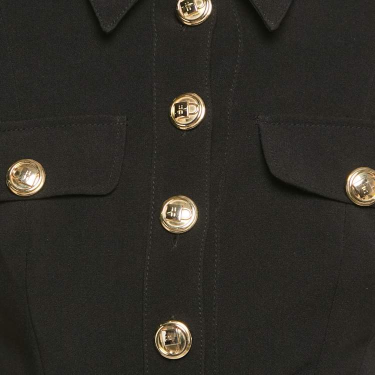 Pre Owned Elisabetta Franchi Black Crepe Peplum Jacket S