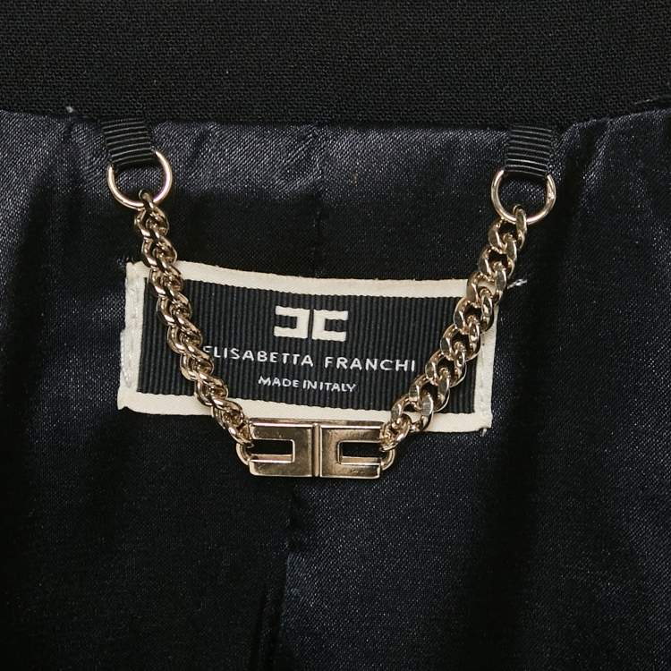 Pre Owned Elisabetta Franchi Black Crepe Peplum Jacket S