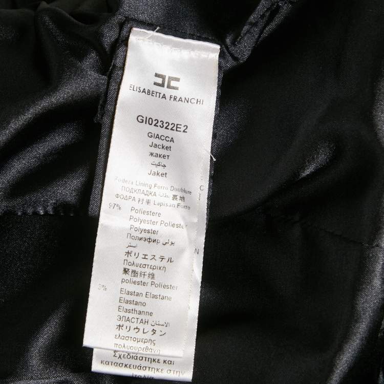 Pre Owned Elisabetta Franchi Black Crepe Peplum Jacket S