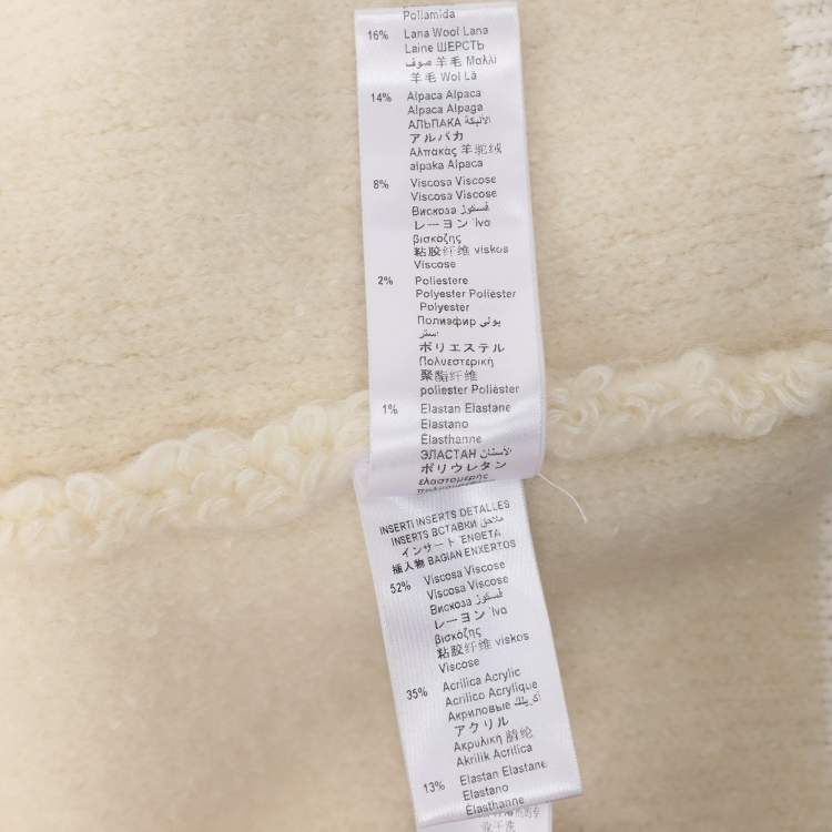 Pre Owned Elisabetta Franchi Cream Knitted Mohair Blend Fringes Cropped Jacket S