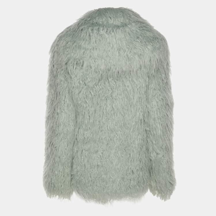 Pre Owned Elisabetta Franchi Mint Faux Fur Blazer S