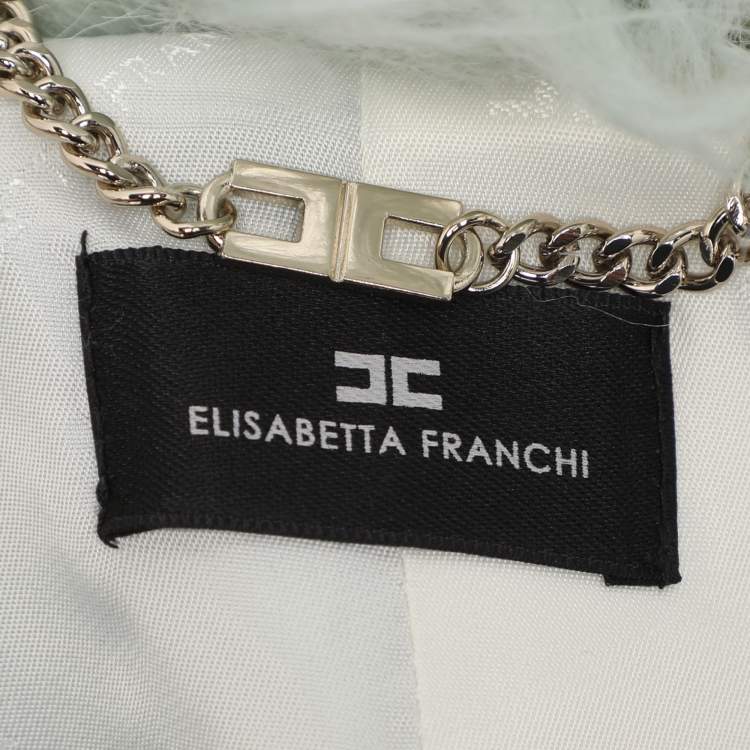 Pre Owned Elisabetta Franchi Mint Faux Fur Blazer S